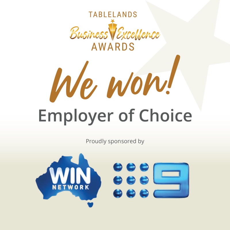 We won! Employer of Choice, 2026 Tablelands Business Excellence Awards